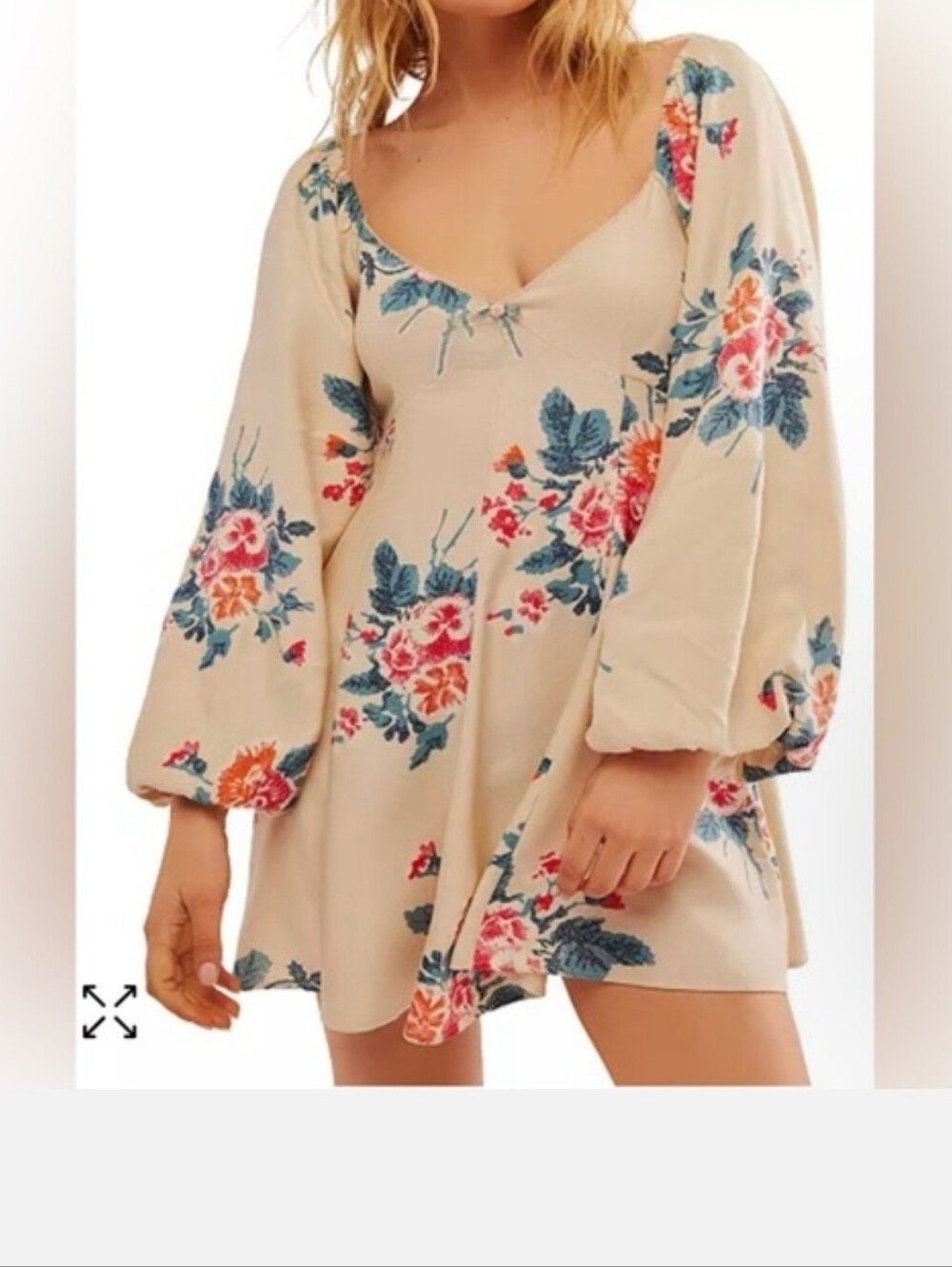 Free People Francesca Mini Dress With Billowy Balloon Sleeves Fit And Flare